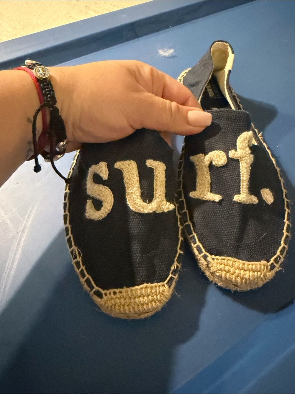 Soludos Navy Canvas "Surf" Embroidered Espadrilles